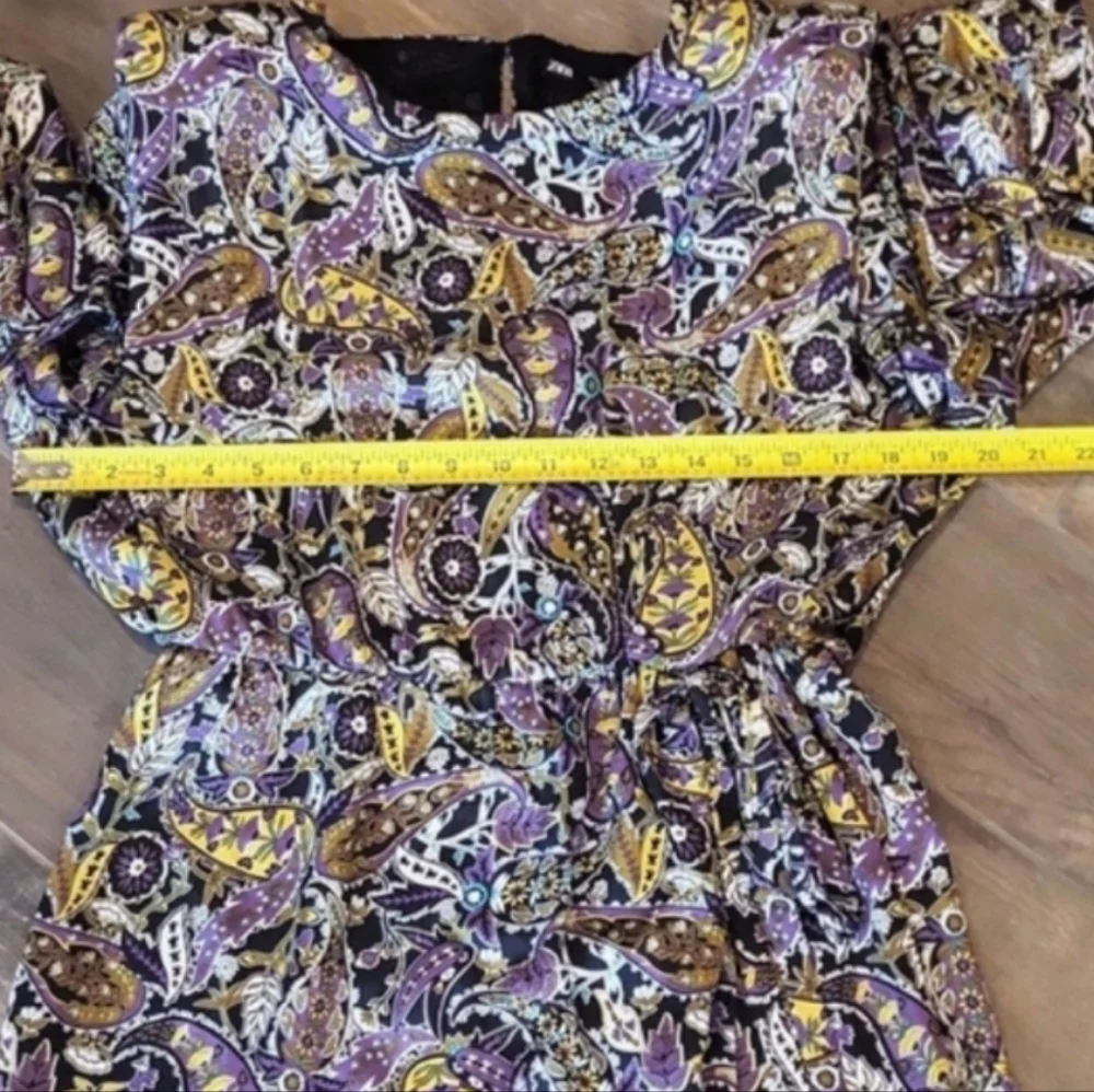 Zara Paisley Print Open Keyhole Back Long Sleeve Partially Lined Mini Dress, M - Picture 7 of 13